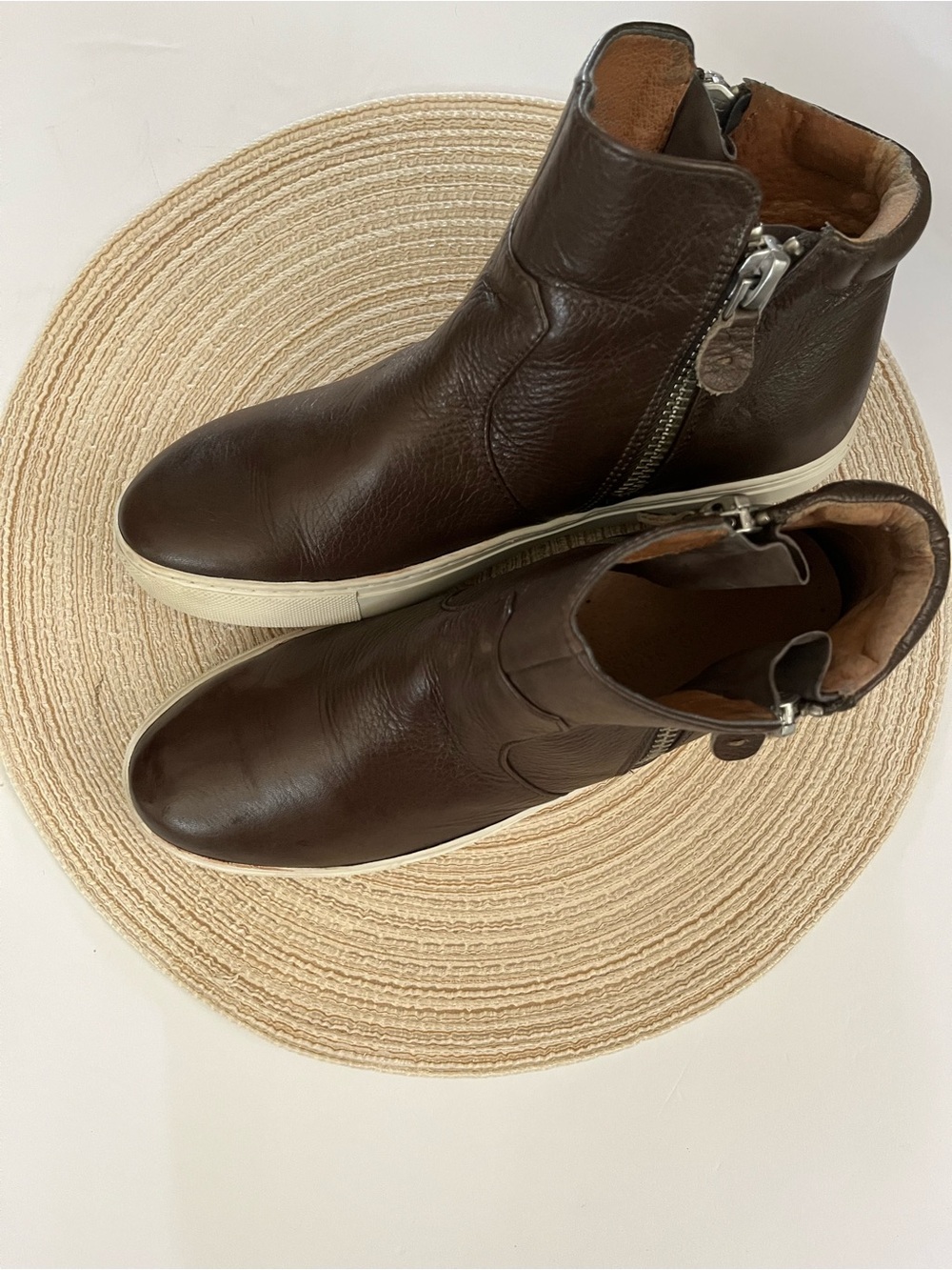 gentle souls Dark Brown Leather Ankle Zip both Side Boots
